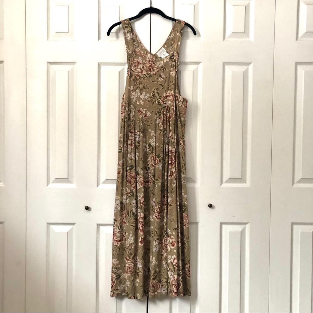 Vintage floral apron style midi dress